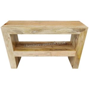 Light Dakota Console Table With Shelf Solid Mango Wood