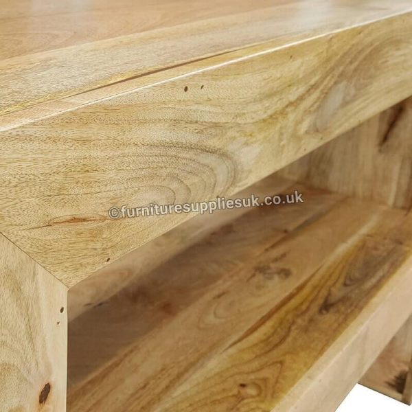 Light Dakota Console Table With Shelf Solid Mango Wood