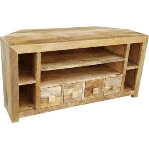 Light Dakota Corner TV Unit 104cm Solid Mango Wood