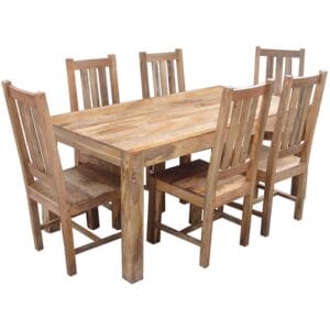 Light Dakota Dining Set 2 Benches (175cm) Solid Mango Wood