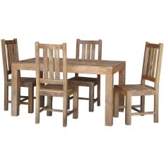 Light Dakota Dining Table 2 Benches (145cm) Solid Mango Wood