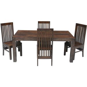 Dakota Dining Table With 4 High Back Chairs (145cm) Solid Mango Wood