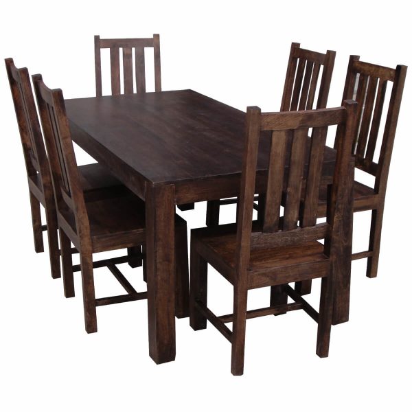 Dakota Large Dining Table With 6 Chairs 175cm Solid Mango Wood