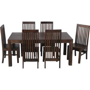 Dakota Large Dining Table With 6 High Back Chairs (175cm) Solid Mango Wood