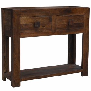 Dakota Mini Console Table With 2 Drawers Solid Mango Wood-DCON2D