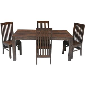 Dakota Small Dining Table With 4 High Back Chairs 120cm Solid Mango Wood