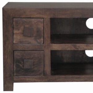 Dakota Small TV Unit 2 Drawer Brown Mango Wood 90cm 1