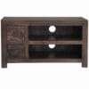 Dakota Small TV Unit 2 Drawer Brown Mango Wood 90cm DPTV2D