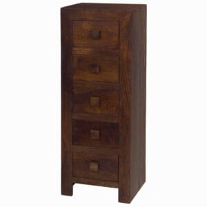 Dakota Tall Boy Chest 5 Drawer Mango Wood D5DCH