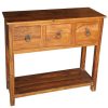 Console Table Solid Acacia Wood with Carved Drawers 118x30x80cm
