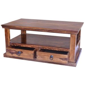 Ganga Coffee Table With Shelf Solid Sheesham Wood