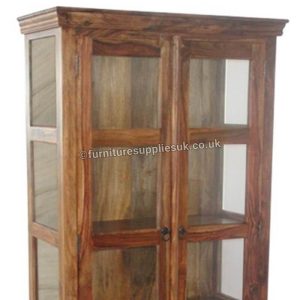 Ganga Range Glass Jali Display Cabinet Solid Sheesham Wood