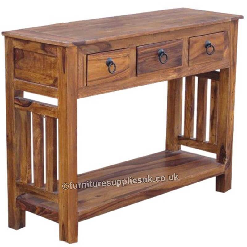 wood jali console table