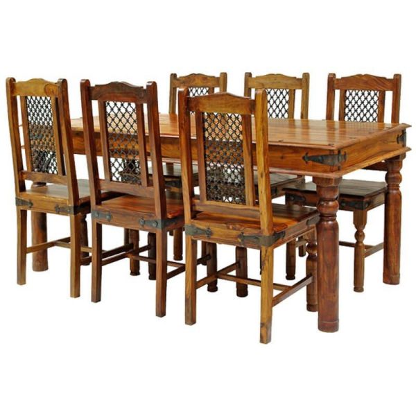 Ganga Range Jali Large Dining Table Solid Sheesham Wood