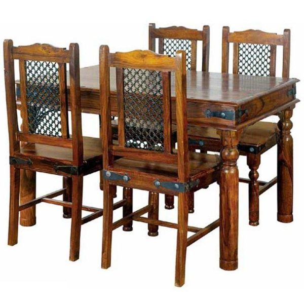 Ganga Range Jali Small Dining Table Without Chairs Solid Sheesham Wood