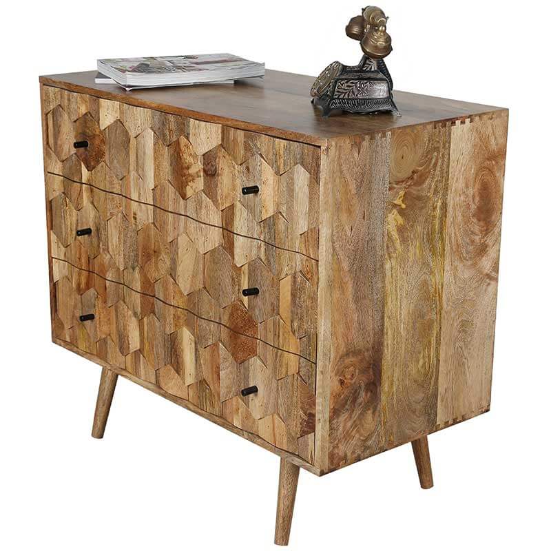 Hexagonal Retro Vintage 3 Drawer Chest Of Drawer