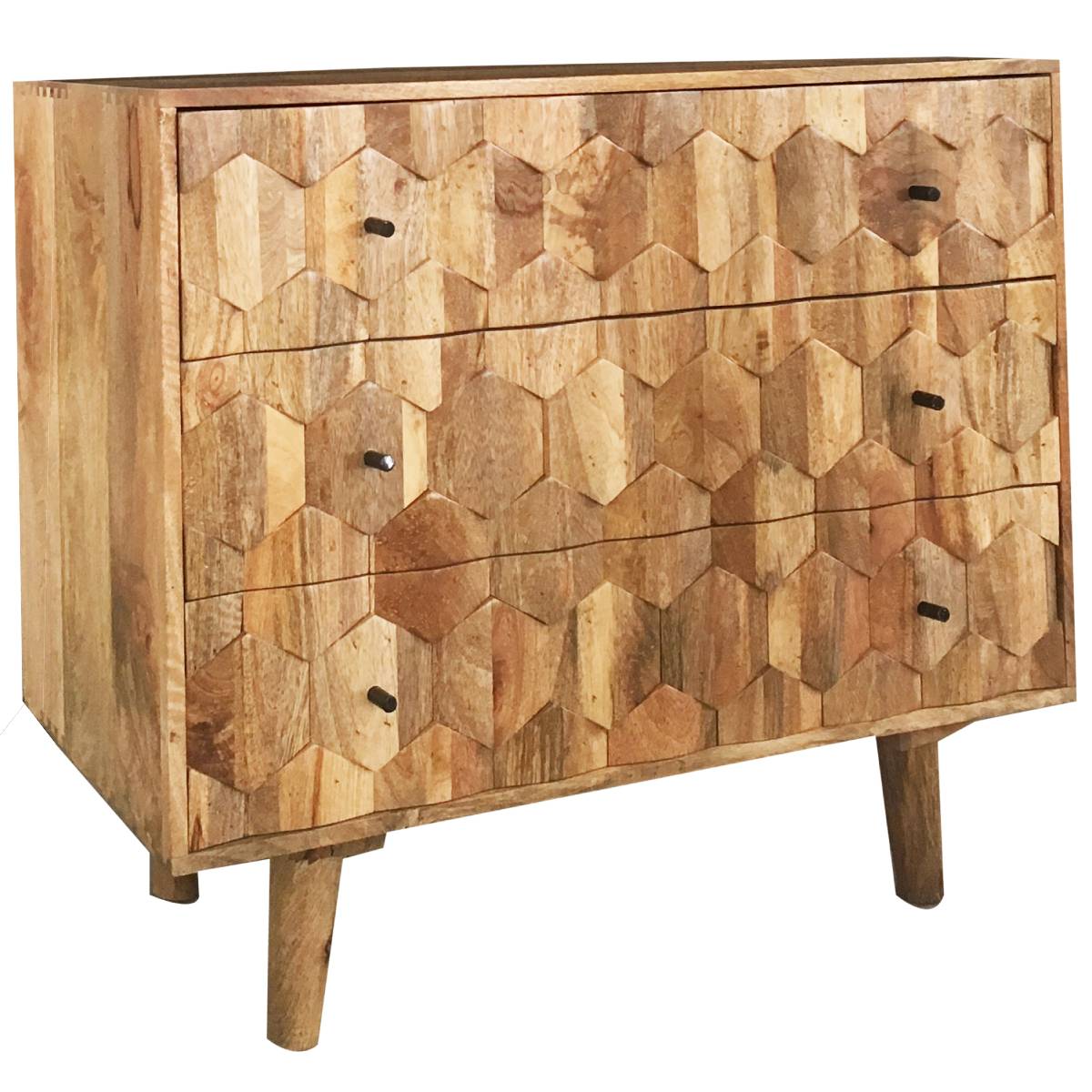 Hexagonal Retro Vintage 3 Drawer Chest Of Drawers