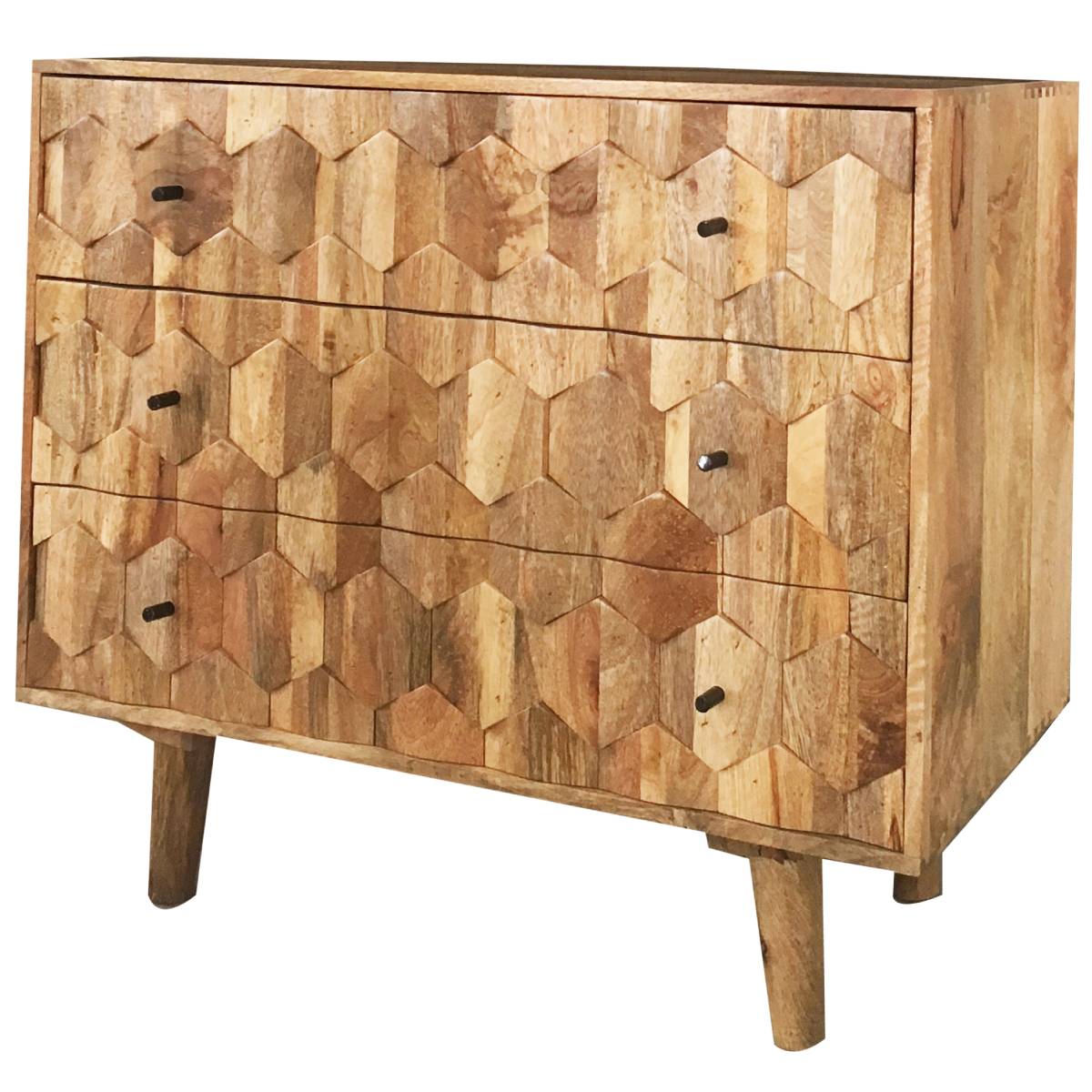Hexagonal Retro Vintage 3 Drawer Chest Of Drawer