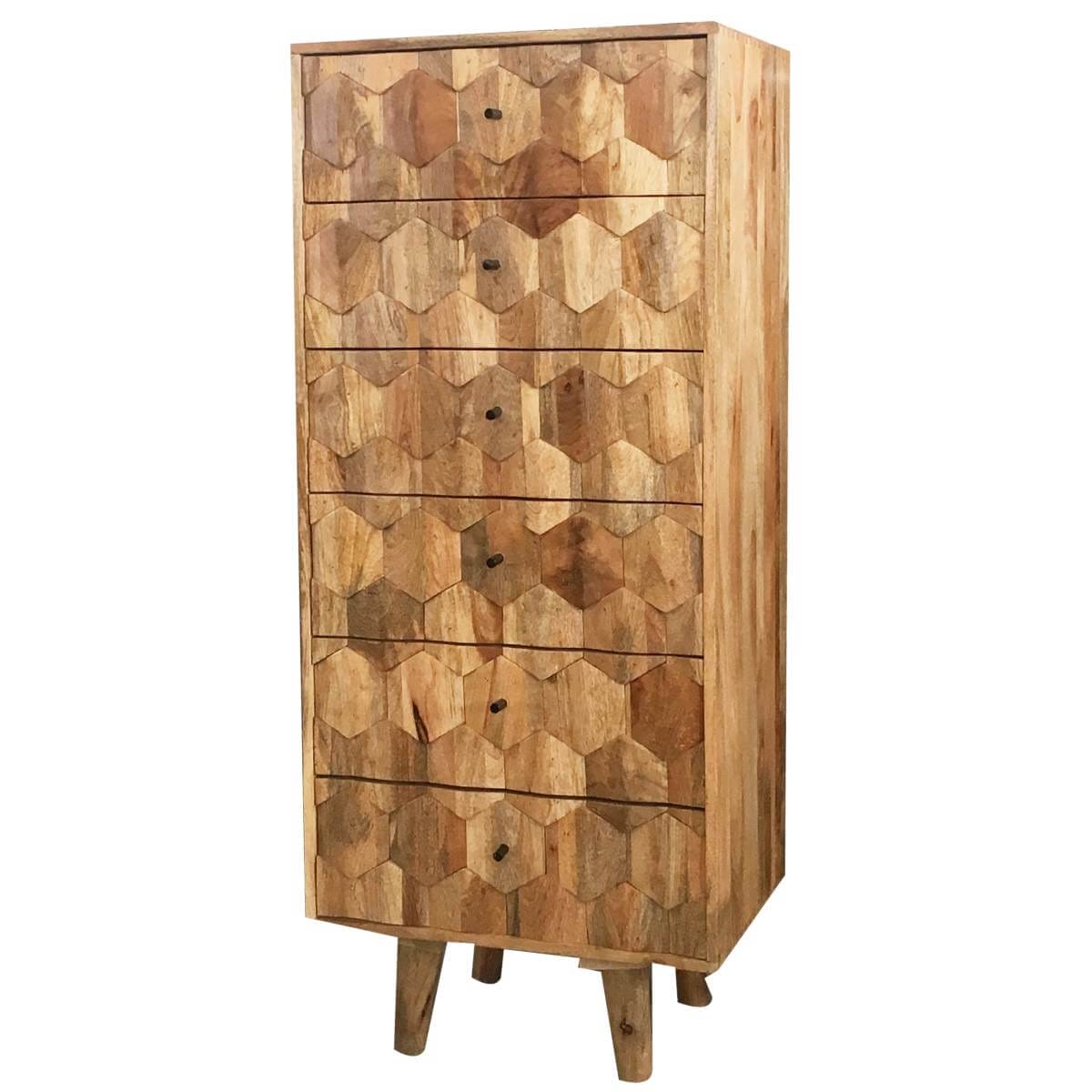 Hexagonal Retro Vintage 6 Drawer Tall Chest
