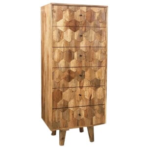 Hexagonal Retro Vintage 6 Drawer Tall Chest