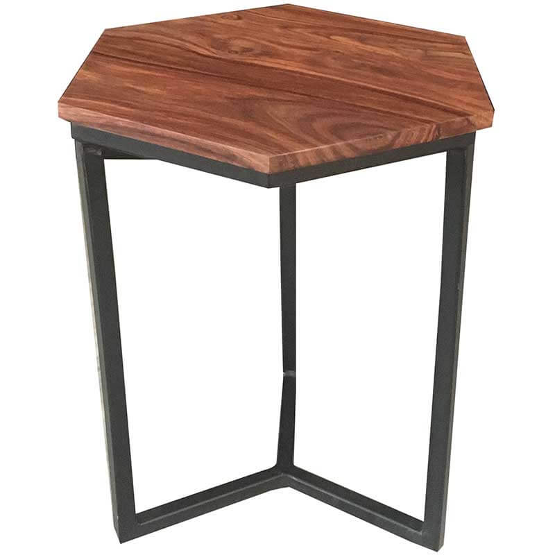 Ravi Industrial Hexagonal Lamp Table Iron Base