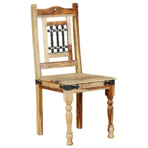 Light Sheesham Jali Iron Dining Chairs