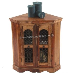 Light Jali Corner Cabinet