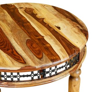 Light Jali Round Dining Table 100cm Solid Sheesham Wood 1