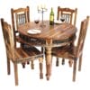 Light Jali Sheesham Round Dining Table 4 Chairs 100cm