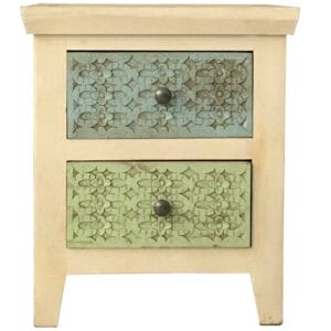 Mandakini 2 Drawer Bedside Table | Coloured Drawer