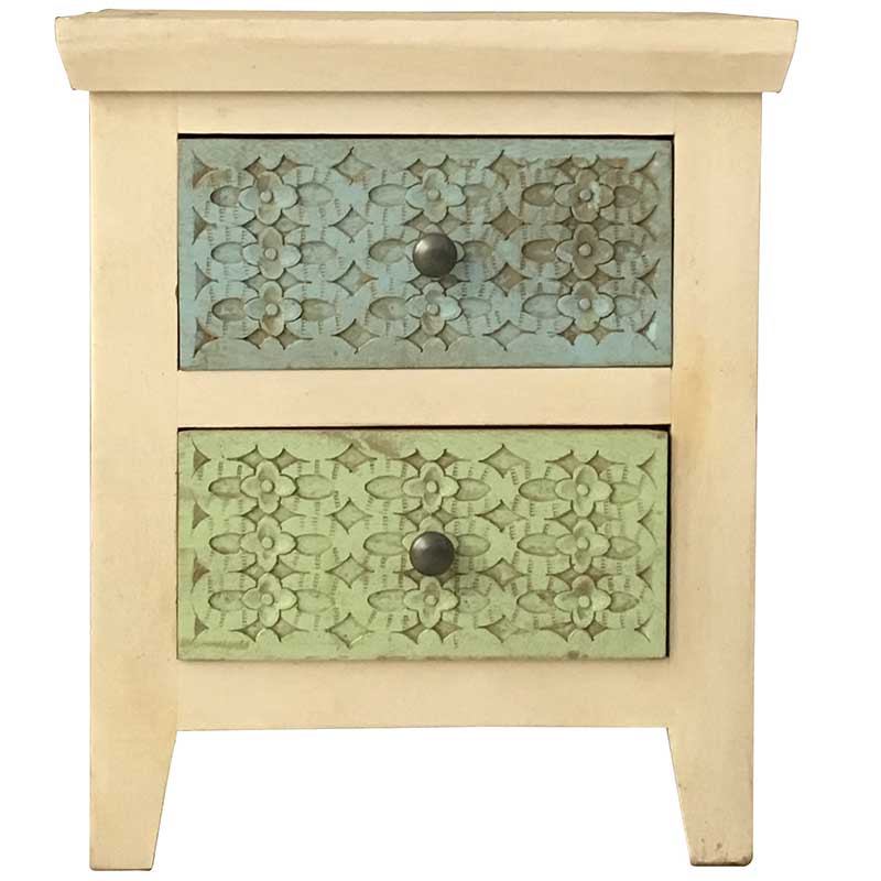 Mandakini 2 Drawer Bedside Table | Coloured Drawer