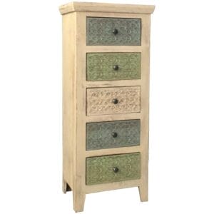 Mandakini 5 Drawer Tall Chest | Coloured Drawers