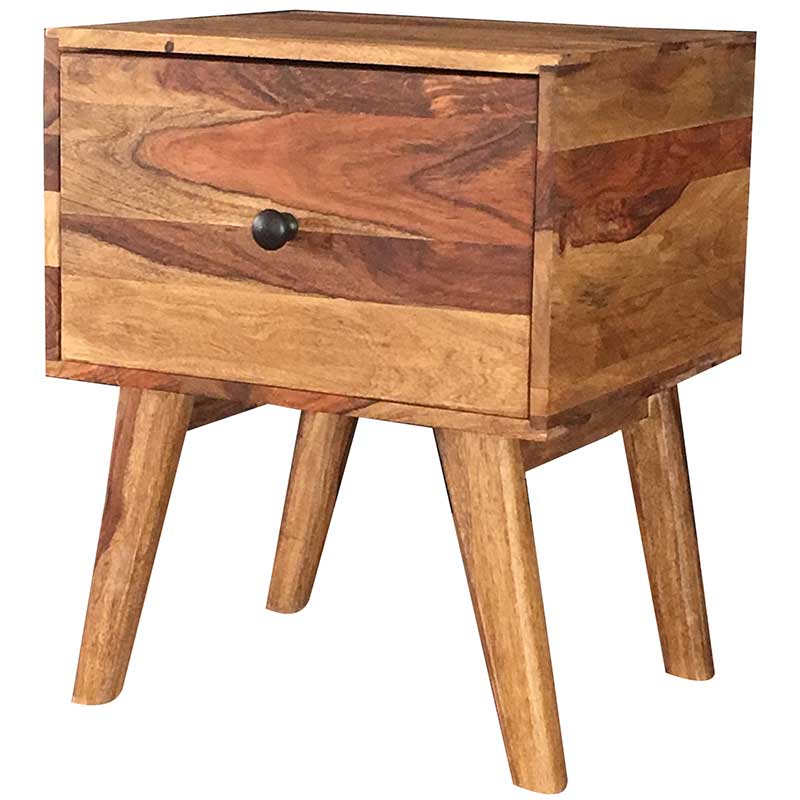 Oker Retro Vintage 1 Drawer Side Table Solid Sheesham Wood