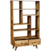 Oker Retro Vintage Bookcase 2 Drawer 9 Shelf Solid Wood-sa-8252