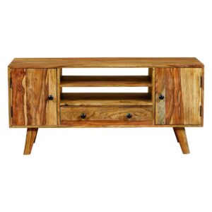 Oker Retro Vintage Plasma TV Unit Solid Sheesham Wood