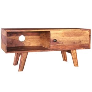 Oker Retro Vintage Small TV Cabinet / Sliding Door Solid Sheesham Wood