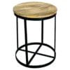 Ravi Industrial Iron Base Round Stool | Large Solid Mango Wood