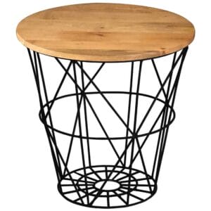 Ravi Industrial Iron & Mango Wood Side Table