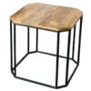 Ravi Industrial Iron Base Side Table Solid Mango Wood