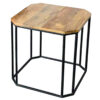 Ravi Industrial Iron Base Side Table Solid Mango Wood