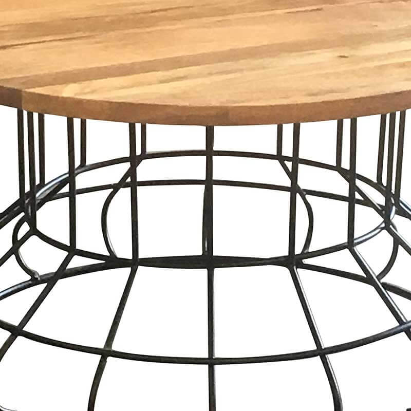 Ravi Industrial Iron Base Solid Wood Top Coffee Table