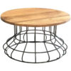 Ravi Industrial Iron Base Solid Wood Top Coffee Table