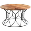 Ravi Industrial Iron Base Wood Top Coffee Table Solid Mango Wood
