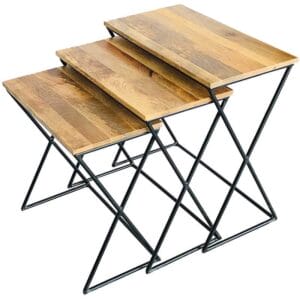 Ravi Industrial Iron Base X Stool Set /3