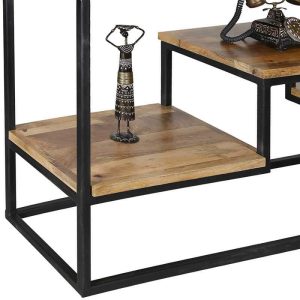 Ravi Industrial Iron Mango Console Table Solid Wood