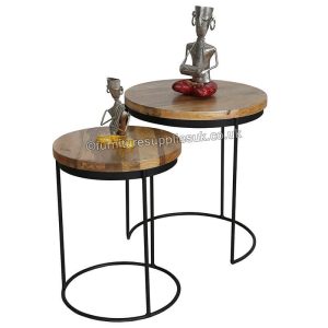 Ravi Industrial Iron Nested Round Tables