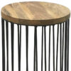 Ravi Industrial Iron Small Wood Top Side Table