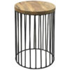 Ravi Industrial Iron Small Wood Top Side Table