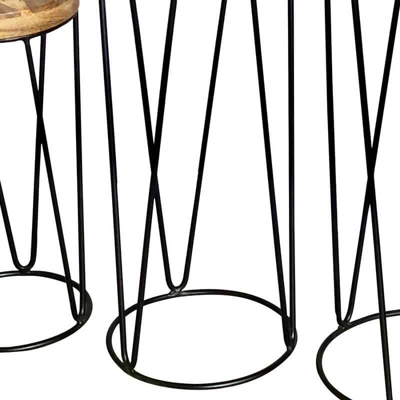 Ravi Industrial Iron Stools Set