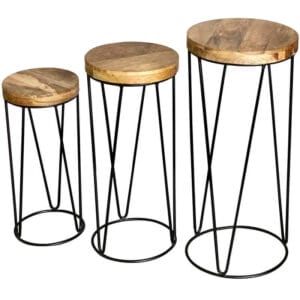 Ravi Industrial Iron Stools Set